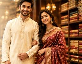 Baba Taraknath Bastralaya Festive Couple Traditional Fashion